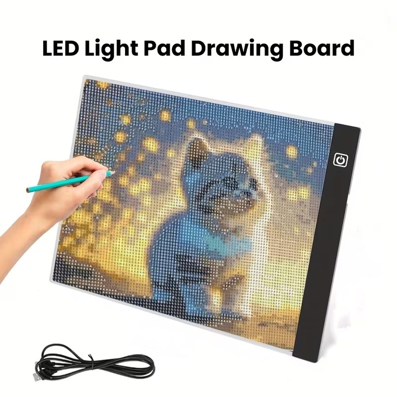 Graphic Tablet Accessories - A3/A4/A5サイズのLEDライトパッド。3段階の調光機能付きで、描画ボードやトレーシングライトボックスとして使用でき、目に優しく、ダイヤモンドアートの作成をより簡単にする。