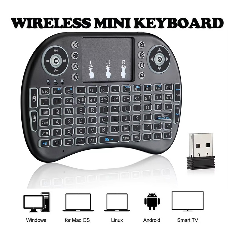 Windows Tablet Accessories - 小型Bluetoothキーボード、2.4GHz、バックライトなし、エアマウス、タッチパッド、Windows TVボックス、ノートパソコン、Android、Windowsメディアプレーヤー用リモコン。