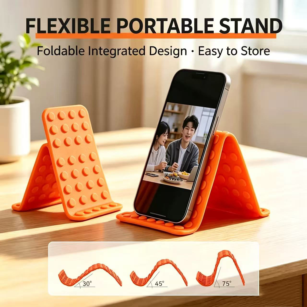 Tablet Stand Adjustable - 携帯用ユニバーサル携帯電話スタンド、角度調整可能なシリコン製デスクトップタブレット・ノートパソコンホルダー、折りたたみ式変形ブラケット（フック付き）