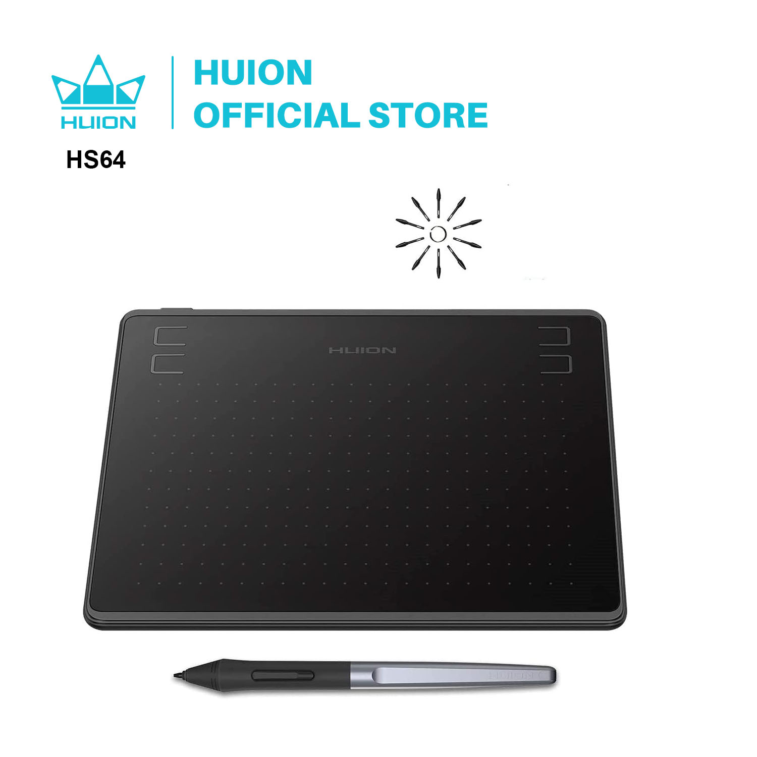 Graphic Tablet Accessories - HUION HS64 6x4 インチグラフィック描画タブレット電話タブレットペイントツール、バッテリー不要のスタイラス付き Android Windows