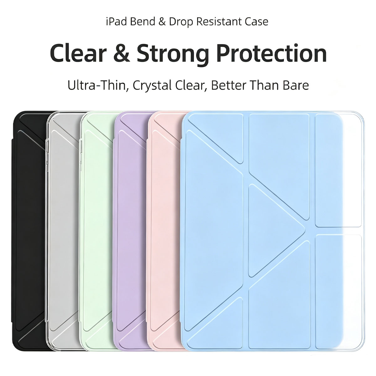Ipad Cover Folio - 3+Y折りフリップクリアカバー iPad 10/11世代 2025 7/8/9 10.2インチ用