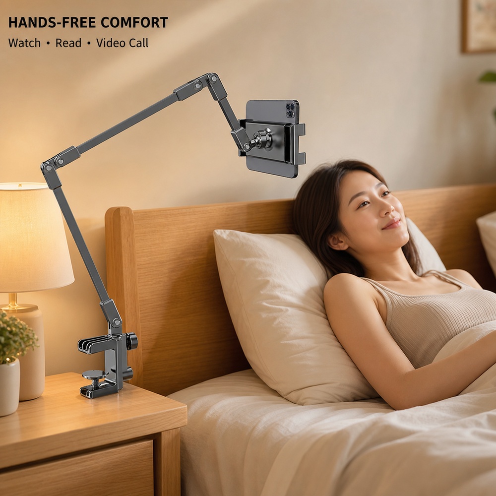 調節可能なベッド用電話ホルダースタンド、4.7～12.9イン - Tablet Stand Adjustable のレビューと価格