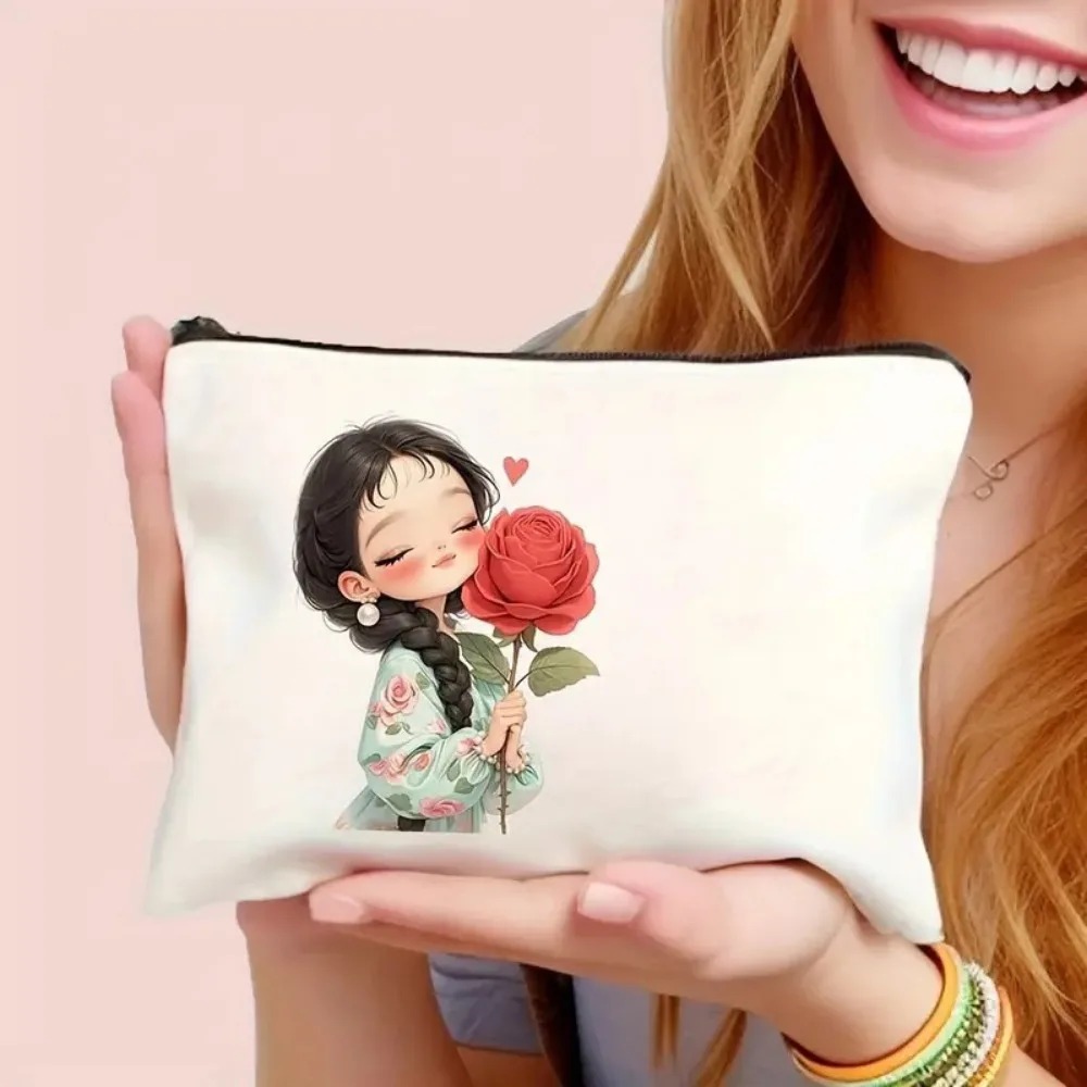 ヴィンテージシックな化粧バッグ ジッパー開閉 大容量 女の子 - Case With Pencil Holder のレビューと価格