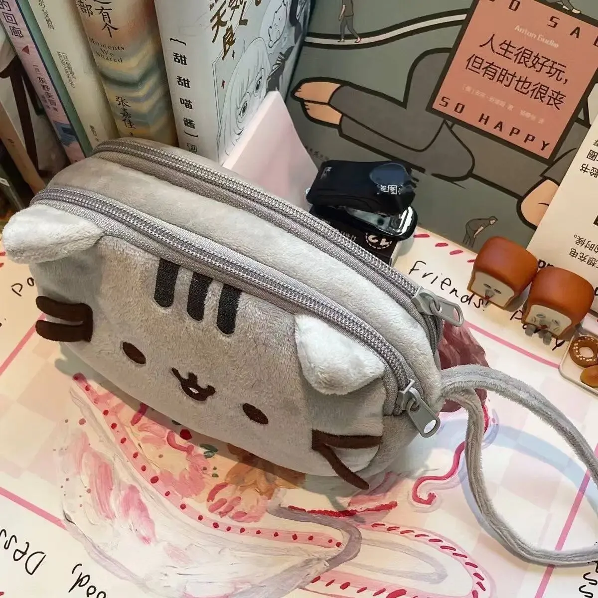 かわいいプシーンの太った猫の漫画ペンケース、大容量学生文房具 - Case With Pencil Holder のレビューと価格