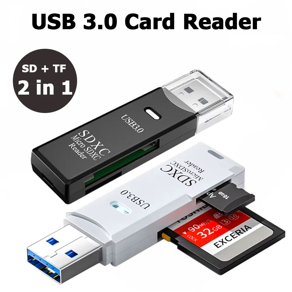 2-in-1 カードリーダー USB 3.0/2.0 高速カ - Tablet Reading Accessories のレビューと価格