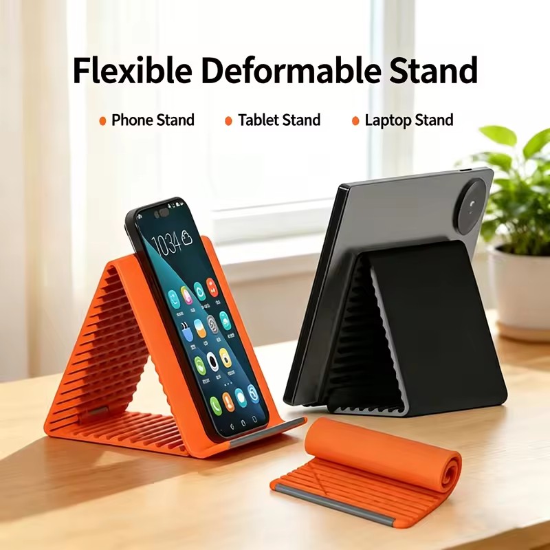 携帯用シリコン製携帯電話ホルダー、自由に曲げられるフレキシブ - Tablet Stand Adjustable のレビューと価格