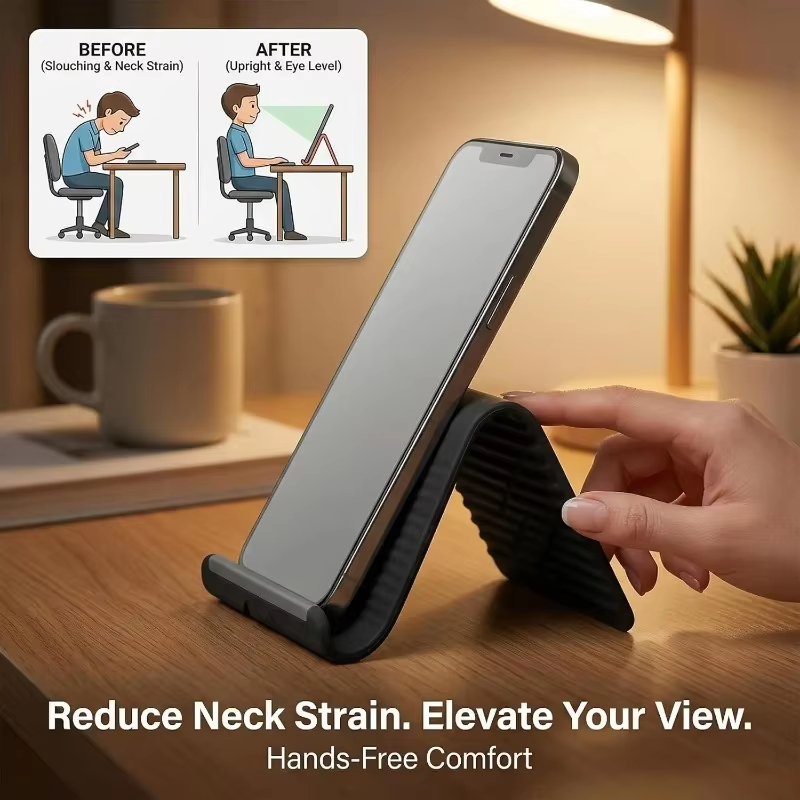 角度調整可能で、柔軟性があり、折りたたみ式のシリコン製スマー - Tablet Stand Adjustable のレビューと価格