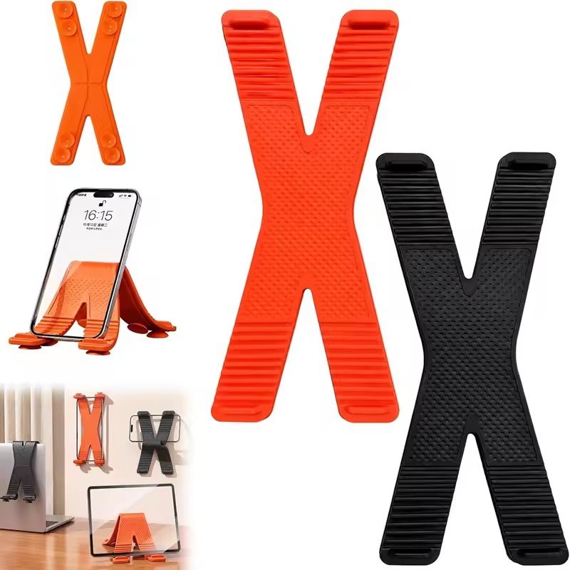 X字型シリコン製携帯電話ホルダー 多角度調整可能スタンド 滑 - Tablet Stand Adjustable のレビューと価格