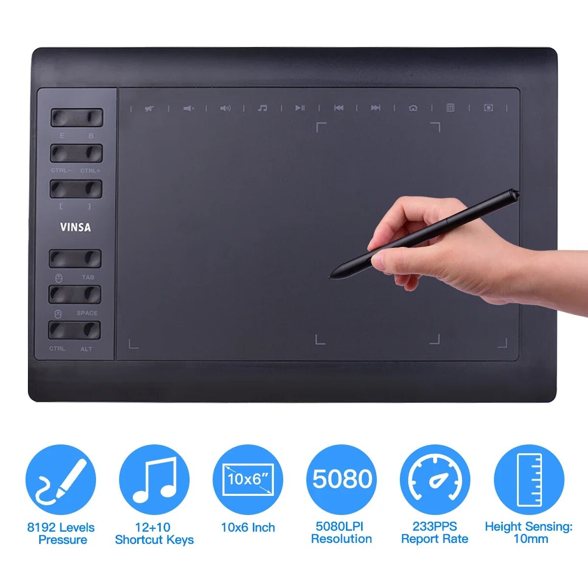 10x6 インチプロフェッショナルグラフィック描画タブレット - Graphic Tablet Accessories のレビューと価格